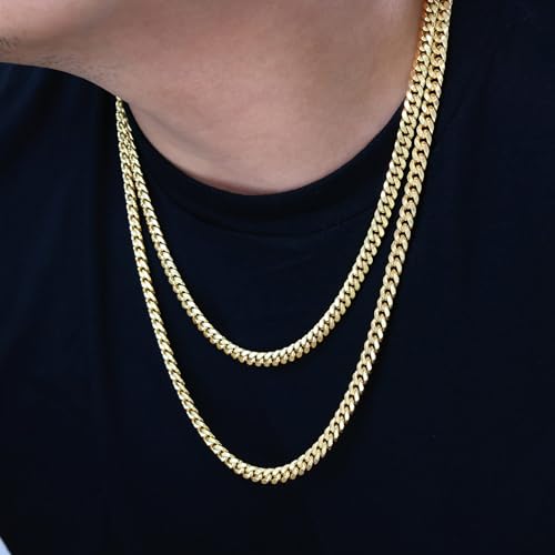 Nuragold 14k Yellow Gold Miami Cuban Link Necklace