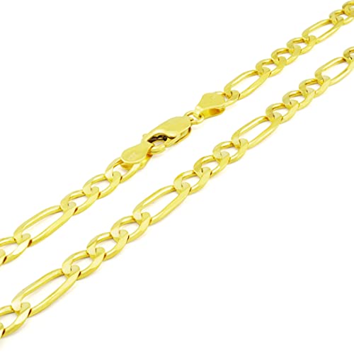 Nuragold 10k Figaro Chain Link Necklace Set