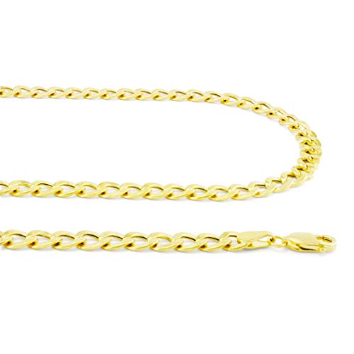 Nuragold Yellow Gold Cuban Curb Link Chain Necklace