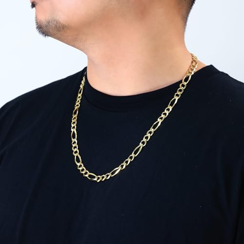 Nuragold 14k Yellow Gold 8mm Figaro Chain Necklace