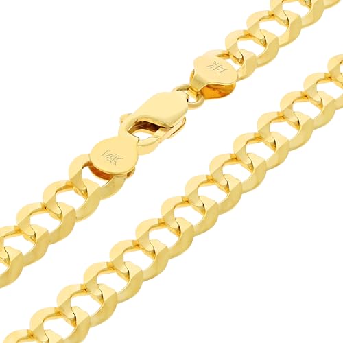 14k Yellow Gold 7mm Cuban Curb Chain Bracelet