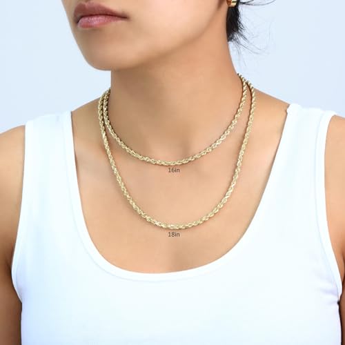 Nuragold 14k Yellow Gold Solid Rope Chain Necklace