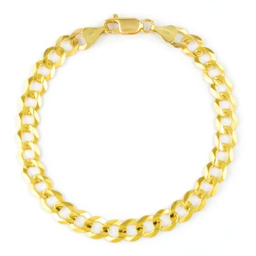 Nuragold 10k Yellow Gold 7mm Curb Chain Bracelet