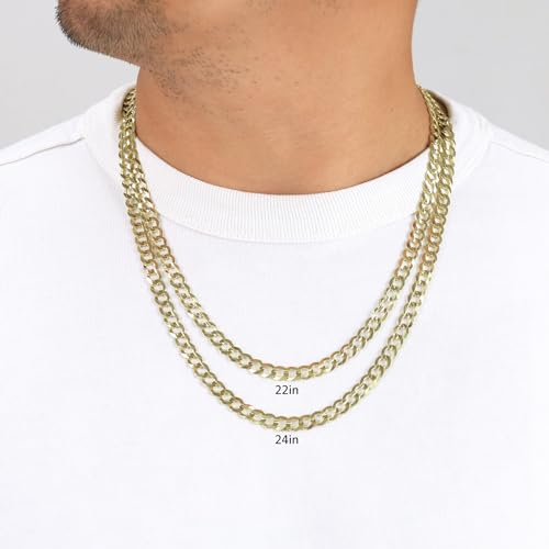 Nuragold 10k Yellow Gold Cuban Curb Chain Necklace