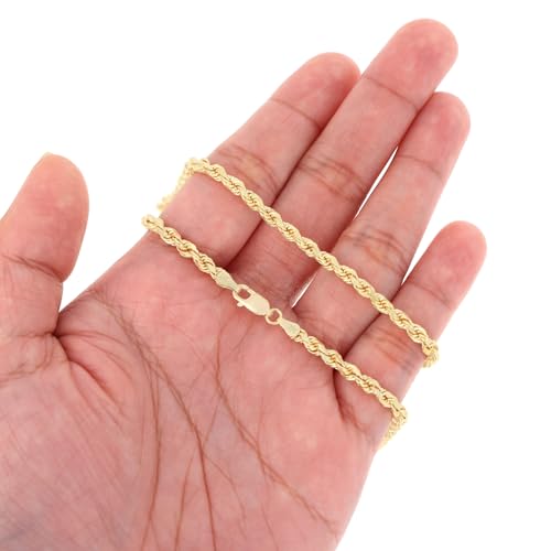 Nuragold 14k Yellow Gold Diamond Cut Rope Bracelet