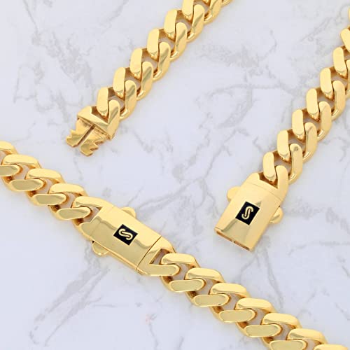 Nuragold 10k Yellow Gold 9mm Miami Cuban Chain