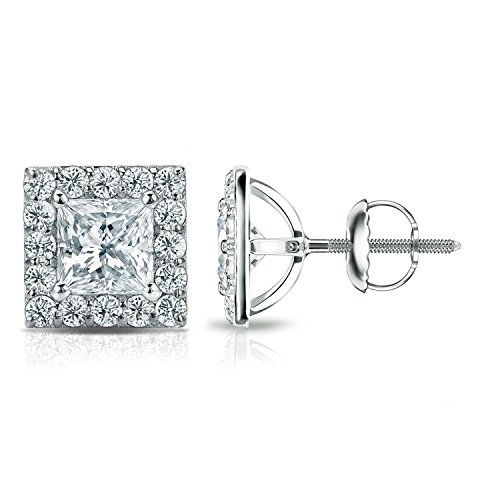 Platinum Halo Diamond Stud Earrings (2.5 cttw)