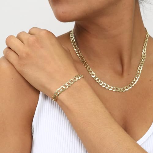 14k Yellow Gold 7mm Cuban Curb Chain Bracelet