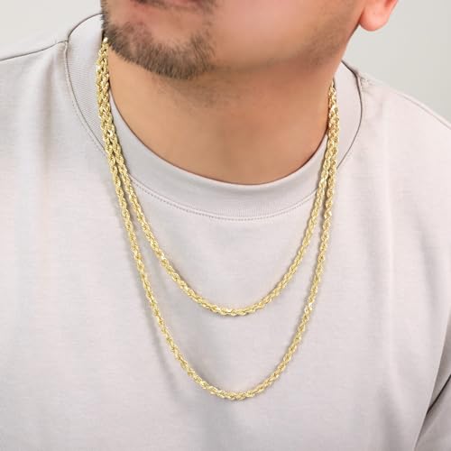 Nuragold 10k Yellow Gold Rope Chain with Diamond-Cut