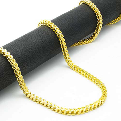 10k Yellow Gold 4mm Franco Chain Necklace, Mens VIP