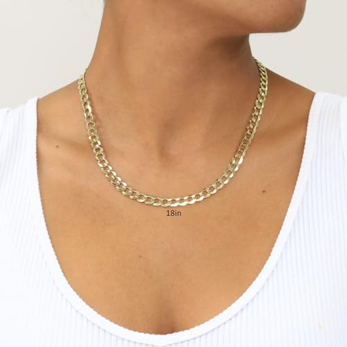Nuragold 10k Yellow Gold Cuban Curb Chain Necklace