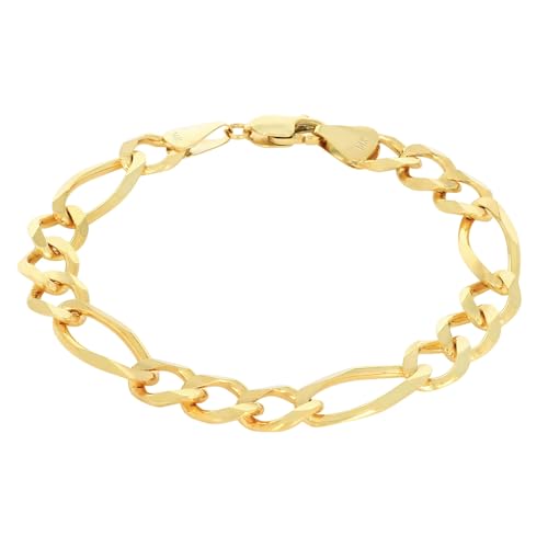 Nuragold 14k Yellow Gold Figaro Chain Bracelet