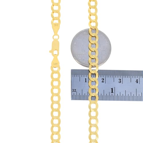 Premium 14k Yellow Gold Solid Cuban Chain Necklace