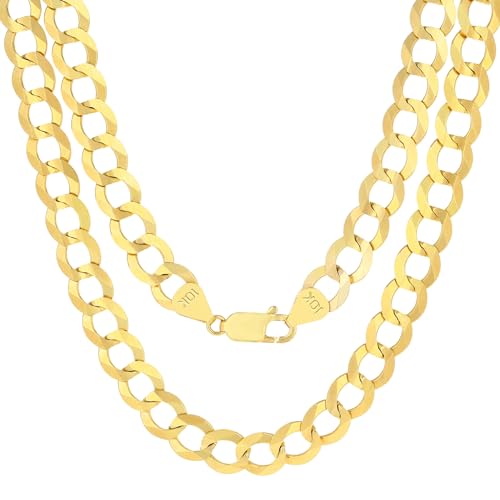 Nuragold 10k Yellow Gold Cuban Curb Chain Necklace