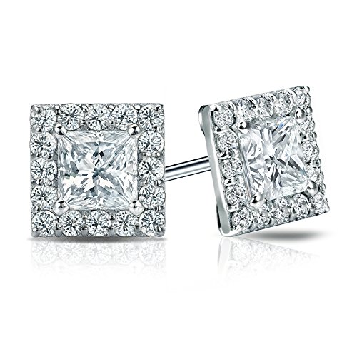 Platinum Halo Diamond Stud Earrings (2.5 cttw)