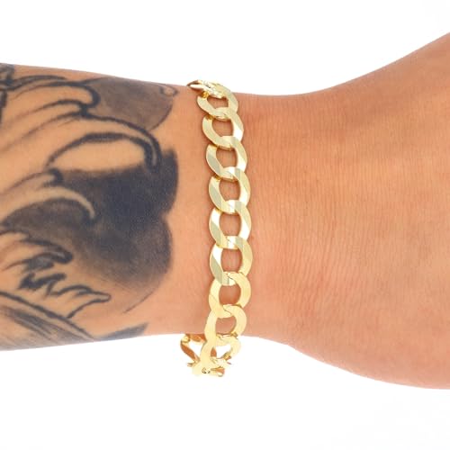 Nuragold 14k Yellow Gold 10mm Curb Link Bracelet