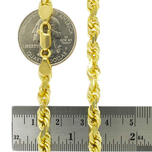 14k Yellow Gold 6mm Solid Rope Chain Necklace