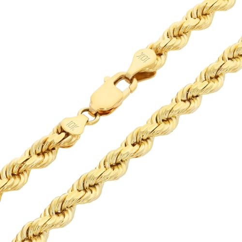 Nuragold 10k Yellow Gold Rope Chain with Diamond-Cut