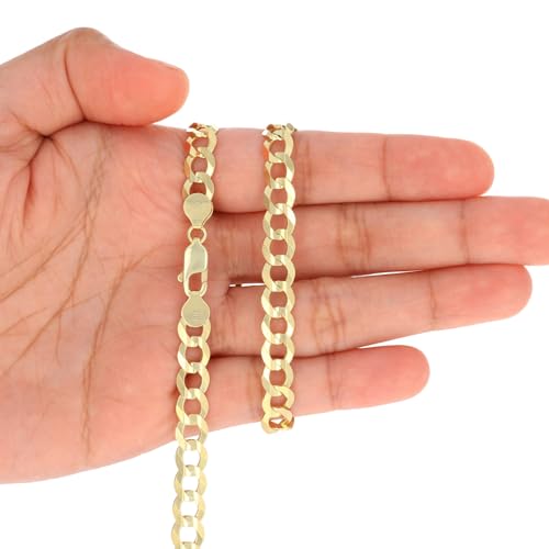 Nuragold 10k Yellow Gold Cuban Curb Chain Necklace