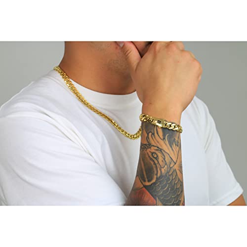 Nuragold 10k Yellow Gold 9mm Miami Cuban Chain