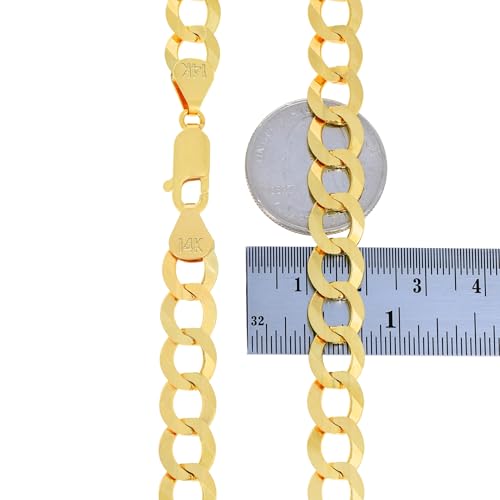 Nuragold 14k Yellow Gold Cuban Curb Link Chain