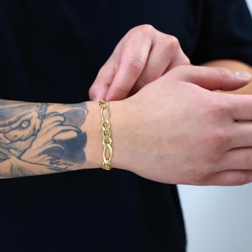 Nuragold 14k Yellow Gold Figaro Chain Bracelet