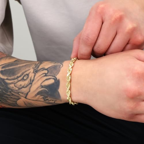 Nuragold 10k Yellow Gold Solid Rope Chain Bracelet