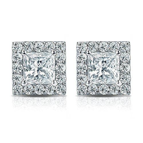 Platinum Halo Diamond Stud Earrings (2.5 cttw)