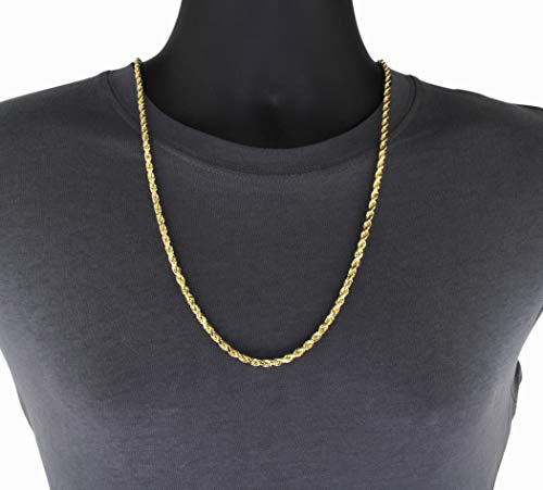 14k Yellow Gold 6mm Solid Rope Chain Necklace