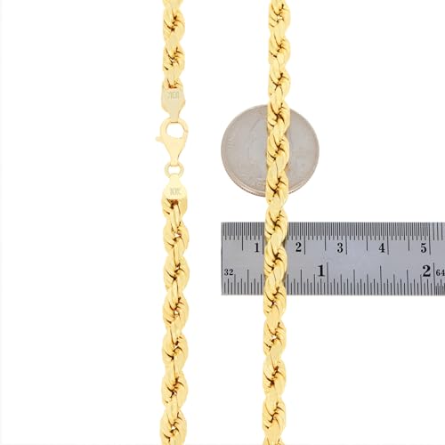 Nuragold 10k Yellow Gold 7mm Rope Chain Bracelet