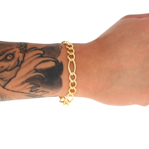 Nuragold 14k Yellow Gold Figaro Chain Bracelet