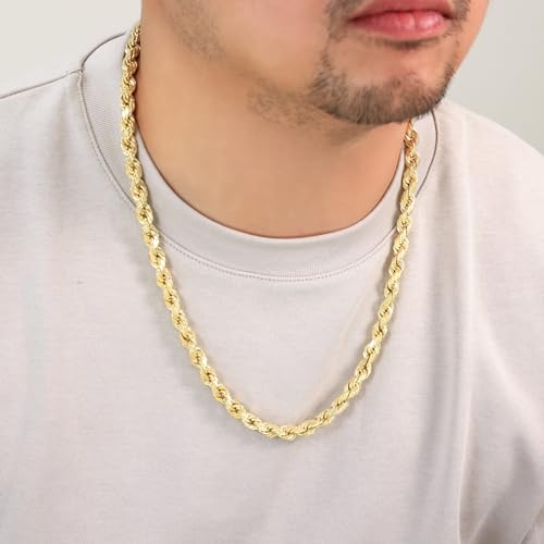 Men's 14k Yellow Gold 8mm Solid Rope Chain