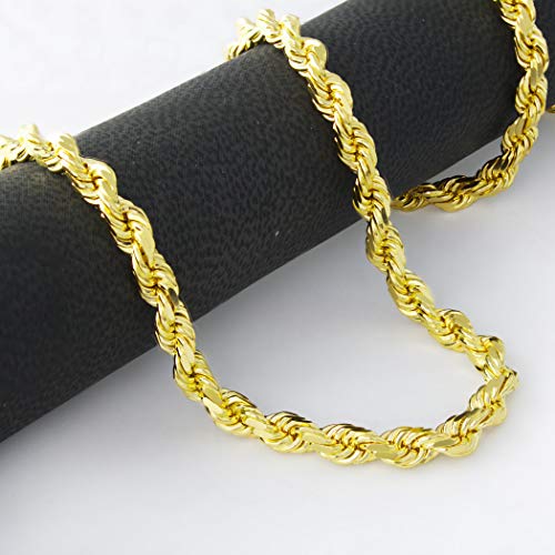 14k Yellow Gold 6mm Solid Rope Chain Necklace