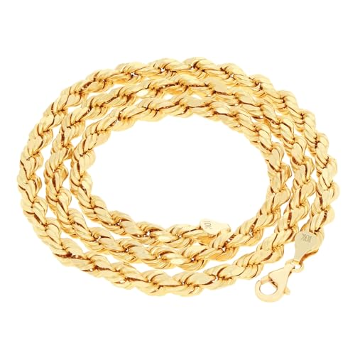 Nuragold 10k Yellow Gold 7mm Rope Chain Bracelet