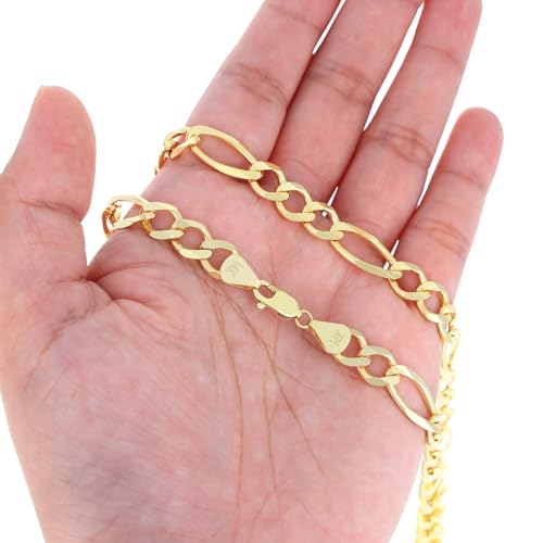 Nuragold 14k Yellow Gold Figaro Chain Bracelet