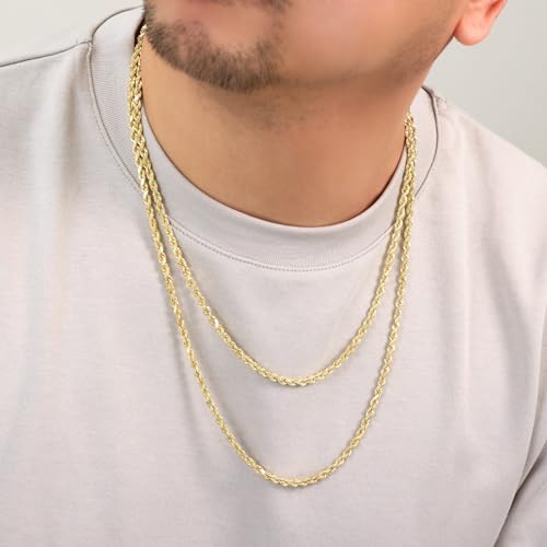 Nuragold 14k Yellow Gold Solid Rope Chain Necklace