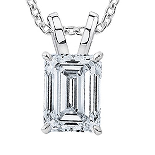 GIA Certified Emerald Cut Diamond Pendant Necklace