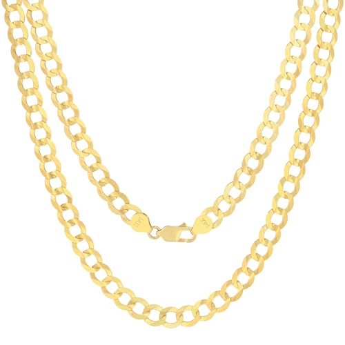 Nuragold 14k Yellow Gold 7mm Curb Link Necklace