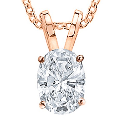 14K Rose Gold GIA Certified Oval Diamond Pendant