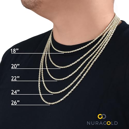 Nuragold 10k Yellow Gold Cuban Curb Chain Necklace