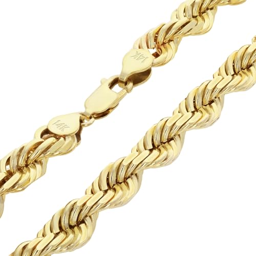 Men's 14k Yellow Gold 8mm Solid Rope Chain