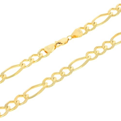 Nuragold 14k Yellow Gold Figaro Chain Bracelet
