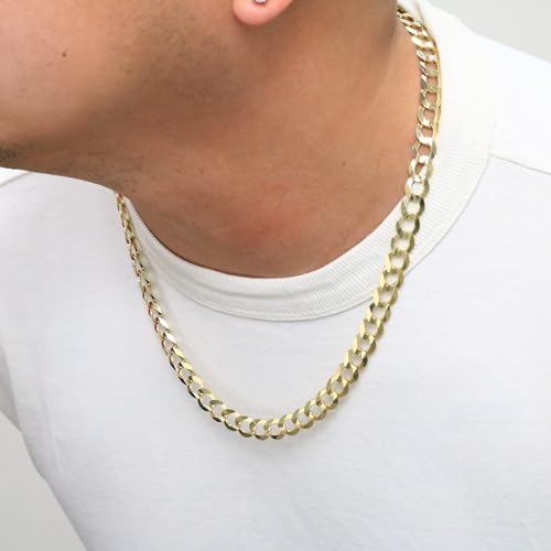 Nuragold 10k Yellow Gold Cuban Curb Chain Necklace