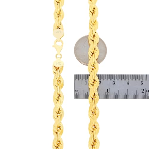 Men's 14k Yellow Gold 8mm Solid Rope Chain