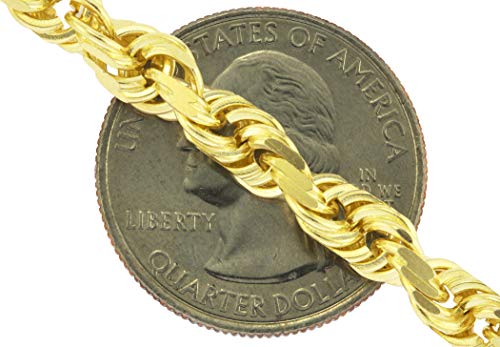 14k Yellow Gold 6mm Solid Rope Chain Necklace