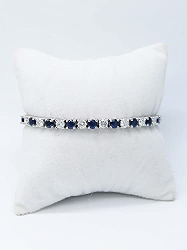 18K Blue Sapphire & White Diamond Tennis Bracelet