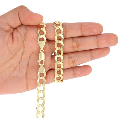 Nuragold 10k Yellow Gold Cuban Curb Chain Necklace