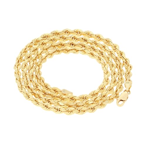 Nuragold 10k Yellow Gold 4mm Rope Chain Necklace