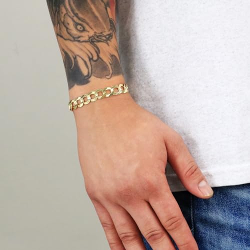 Nuragold 14k Yellow Gold 10mm Curb Link Bracelet