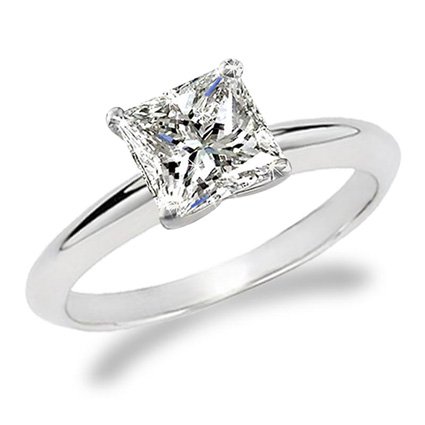 1 Carat Princess Cut Diamond Solitaire Engagement Ring